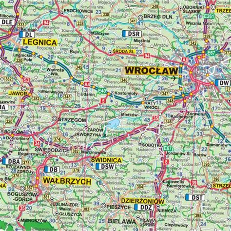 Polska mapa ścienna administracyjno drogowa z tablicami rejestracyjnymi