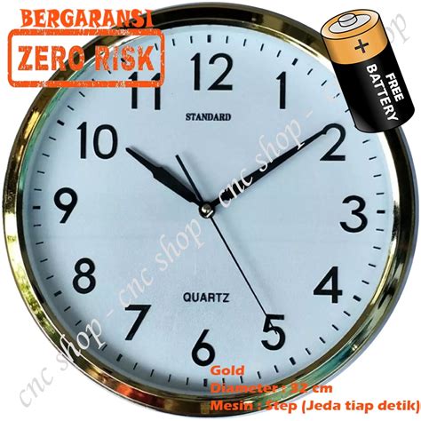 Jual Jam Dinding List Chrome Emas Perak Angka Timbul Dimensi Besar