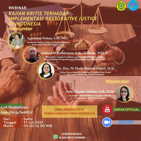 Webinar Kajian Kritis Terhadap Implementasi Restorative Justice Di