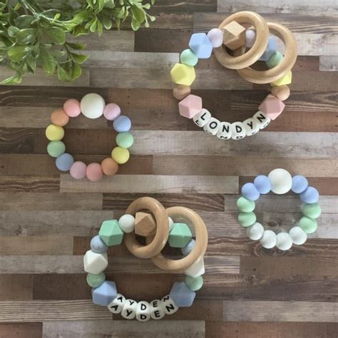 Modern Rainbow Silicone Teething Ring Row Me