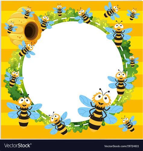 Border Template With Many Bees Flying Royalty Free Vector