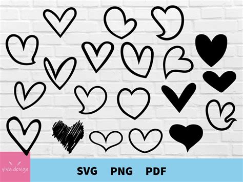 20 Hand Drawn Heart Svg Bundle Heart Svg Valentines Day Svg Etsy