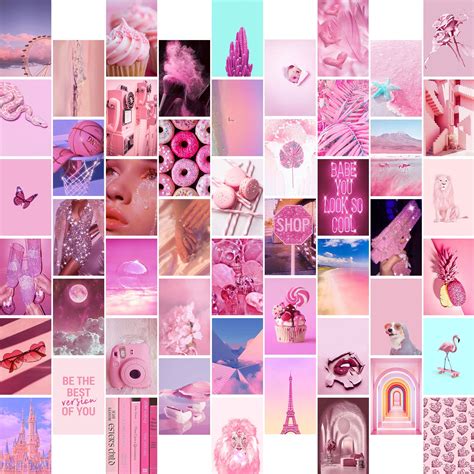 Buy Pink Wall Collage Kit Aesthetic Pictures Set Photo Collage Kit