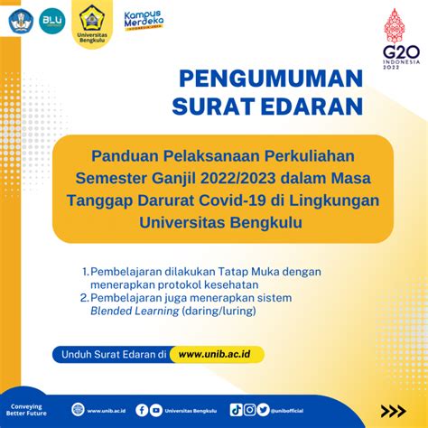 Surat Edaran Tentang Panduan Pelaksanaan Perkuliahan Semester Ganjil 20222023 Dalam Masa