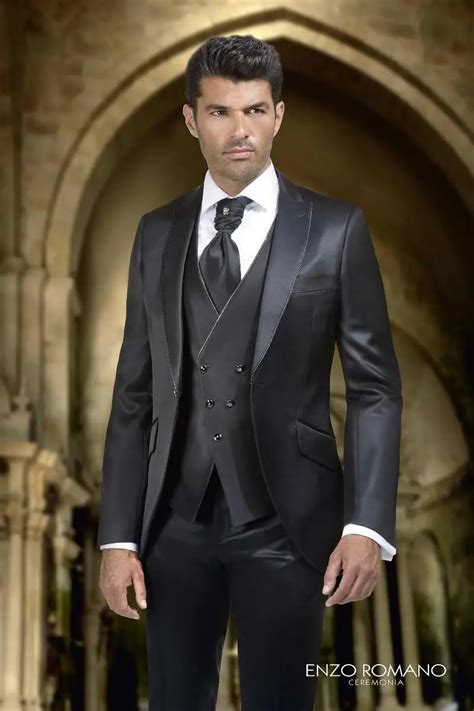 Handsome Black Groom Tuxedos Groomsmen Men S Wedding Prom Suits Jacket Pants Vest Tie No 077