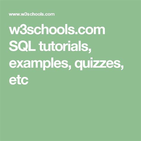 Sql Tutorials Examples Quizzes Etc Sql Tutorial Sql