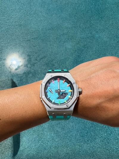 Pre Owned Casio Custom Ga2100 7a Ak Sil Case G Shock Tiffany Blue Dial