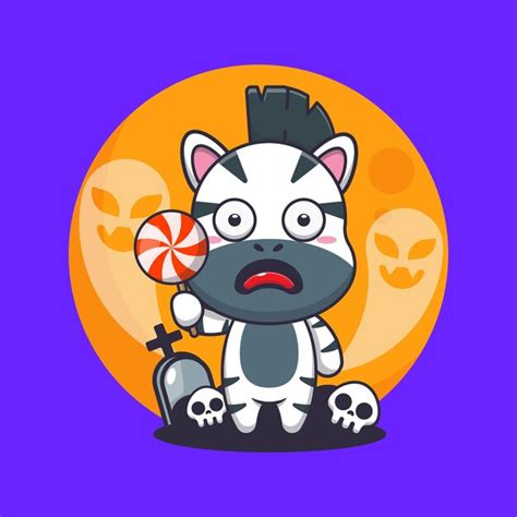 Premium Vector Cute Zebra Scared By Ghost In Halloween Day