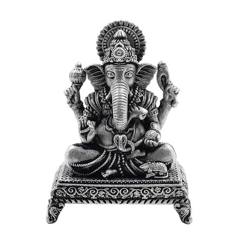 Buy Maa Silver Pure Silver Lord Ganesh Ganpatiji Semi Solid Idol Murti