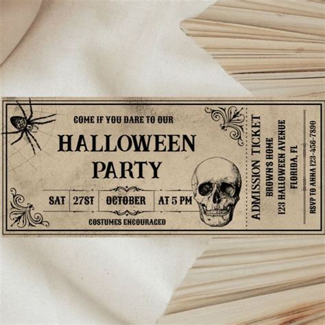 Invitaci N Vintage Halloween Party Ticket Invitado Zazzle Es