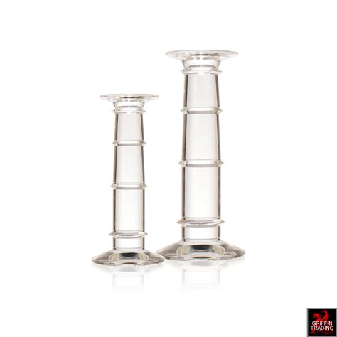 Pair of Clear Glass Candle Holders - For Sale at Griffin Trading