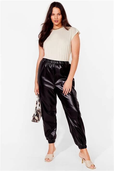 All I Faux Leather Wanted Plus Size Jogger Trousers Nasty Gal