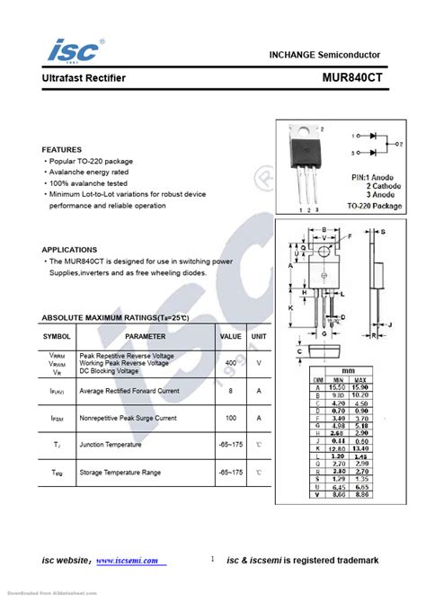 MUR840CT Datasheet PDF Ultrafast Rectifier