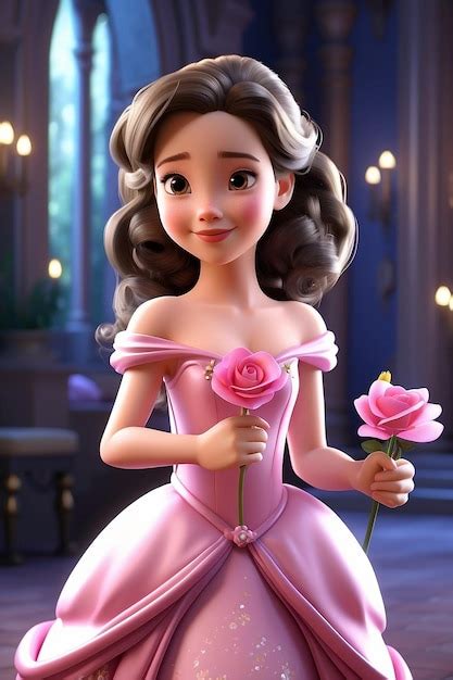 Premium Photo Princess Wearing A Pink Dress And Holding A Flowers