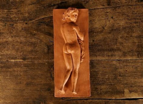 French Ceramic Nude Woman Plaque Vintage Erotic Plaque Vintage Earthenware Art French Folk