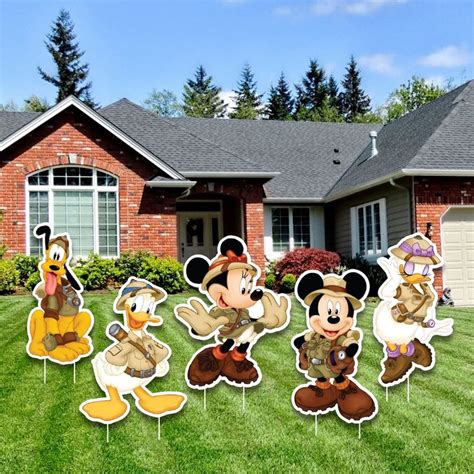 Mickey Safari Characters Yard Sign Cutouts Safari Party Theme Birthday