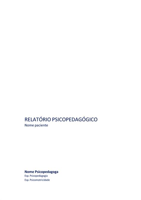 Relatório Psicológico Clínico Pronto