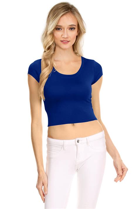 Nyl Apparel Nyl Womens Basic Short Sleeve Scoop Neck Crop Top Usa