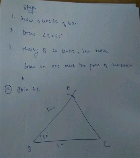 Draw A Triangle Abc With Side Bc Cm Ab Cm And Abc O