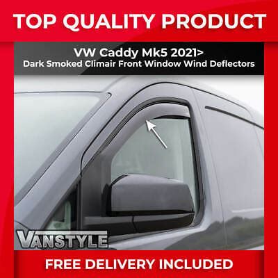 FITS VW CADDY Mk5 21 GENUINE CLIMAIR FRONT WINDOW WIND DEFLECTORS DARK