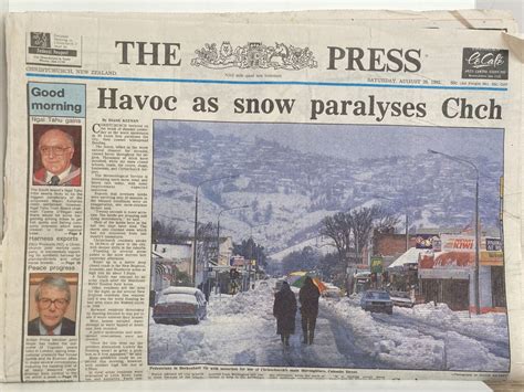 Old Newspapers From Christchurch The Big Snow August 1992