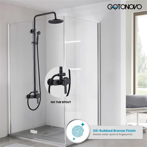 Gotonovo Oil Rubbed Bronze Exposed Pipe Shower System 8 Inch Rainfall