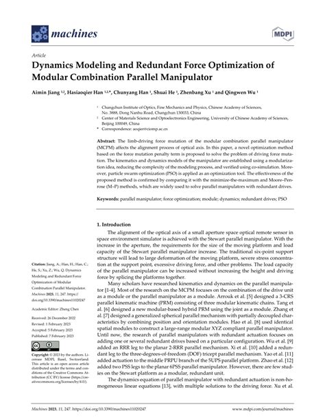 Pdf Dynamics Modeling And Redundant Force Optimization Of Modular