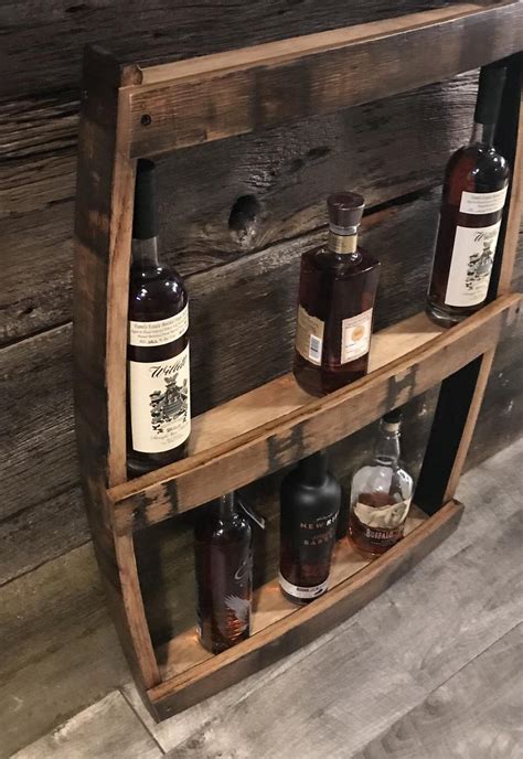 Barrel Shelf Wood Bar Shelf Stave Shelf Bourbon Barrel - Etsy | Whiskey ...