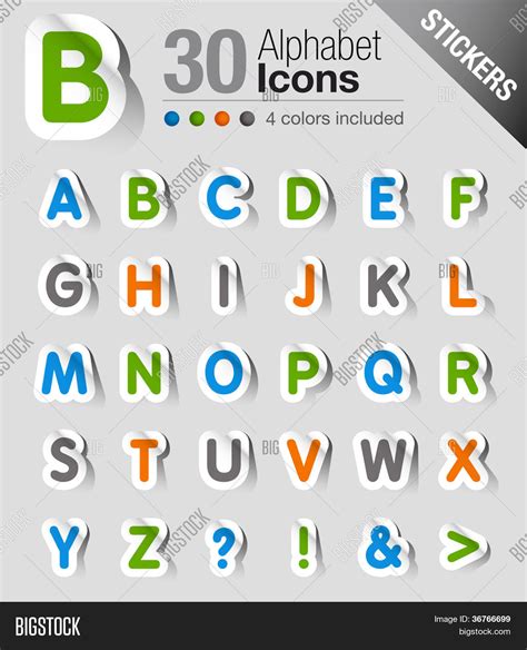 Stickers Alphabet Vector And Photo Free Trial Bigstock