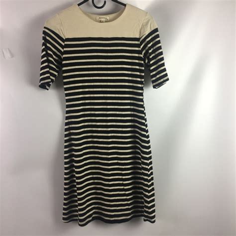 Monteau Dresses Monteau Los Angeles Dress Black Cream Stripe Med