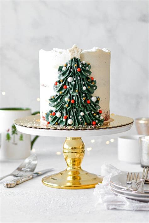 Buttercream Christmas Tree Cake Tutorial Curly Girl Kitchen Recipe