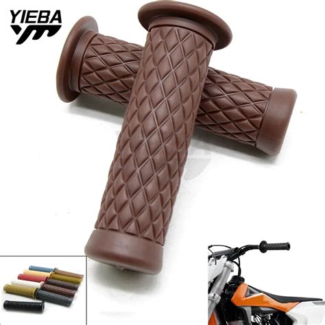 Vintage Motorcycle Grips Mm Brown Diamond Handlebar Hand Grip