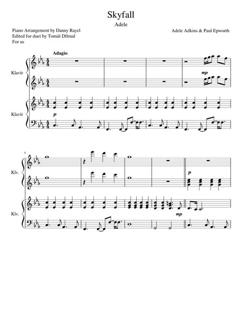 Adele - Skyfall (Piano Arrangement - duet) Sheet music for Piano (Piano ...