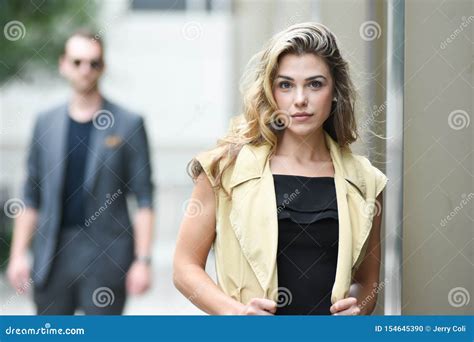 Beautiful Blonde Model Has An Admirer Stock Photo Image Of Caucasian Pretty