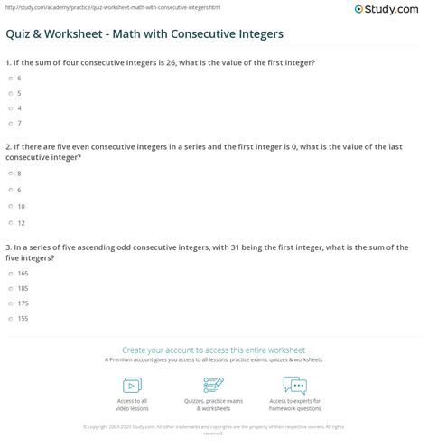 Applied Word Problems Notesheet Consecutive Integers Examples Worksheets Library