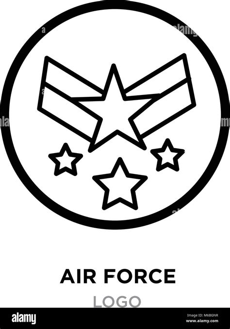 air force logo images, linear Military emblem icon image with stars ...