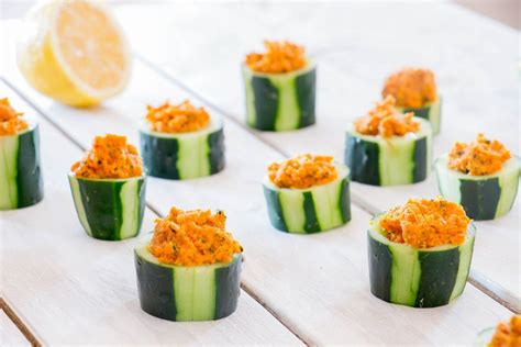 Carrot Hummus Cucumber Cups Recipe From Pescetariankitchen