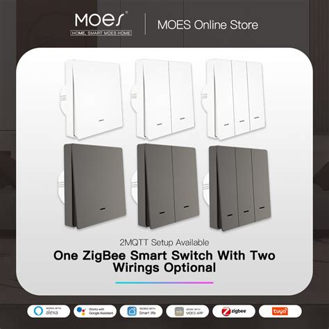 MOES Interruptor De Luz Inteligente Tuya ZigBee Sin Cable Neutro Sin