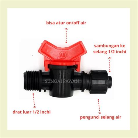 Jual Drip Tape Valve Check Kran Konektor Sambungan Drat Luar Inchi