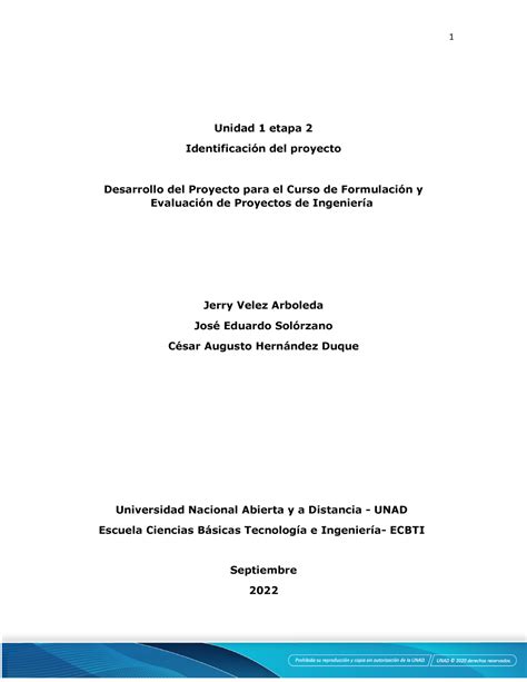 Unidad 1 Etapa 2 Identificación del proyecto Unidad 1 etapa 2