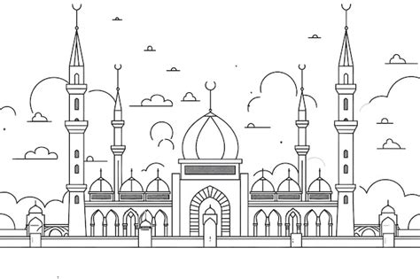 Premium Photo Simple Line Art Of The Masjid Al Nabawi