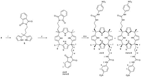 Scheme Synthesis Of Two Armed Calix Pyrroles And Conditions