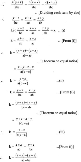 If A Y Z B Z X C X Y And Out Of A B C No Two Of Them Are Equal Then Show That