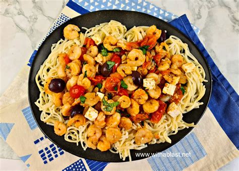 Mediterranean Shrimp Pasta With A Blast