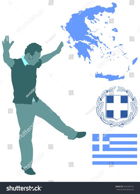 Greek Evzone Dancing Vector Silhouette Isolated เวกเตอรสตอก ปลอดคา