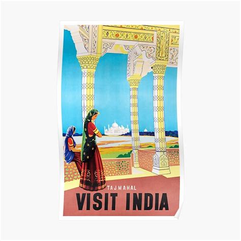 "Taj Mahal India Vintage Travel Poster Restored" Poster for Sale by ...