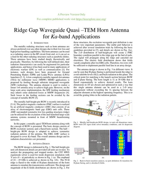 (PDF) Ridge Gap Waveguide Quasi-TEM Horn Antenna for Ka-band Applications