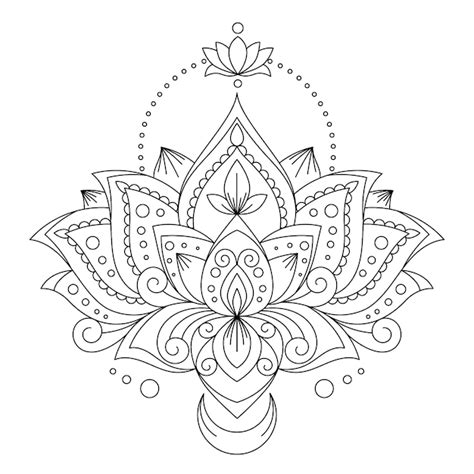 Dibujo De Flor De Loto Mandala Dibujado A Mano Vector Gratis