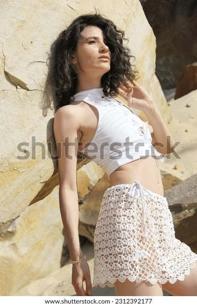 Girl Tank Top Silver Micro Bikini Stock Photo 2312392177 Shutterstock
