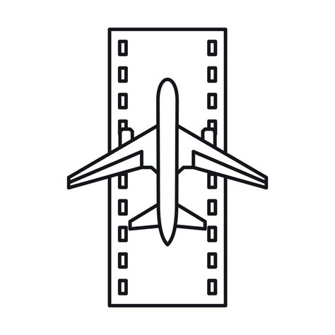 Airstrip With Airplane Icon Outline Style 14591116 Vector Art At Vecteezy